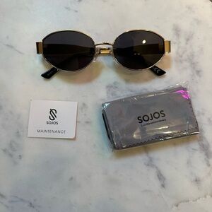 SOJOS Retro Black and‎ Gold Oval Sunglasses 😎 New with Box